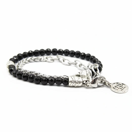 Bracciale doppio giro Onice Nera sfaccettata Ocean Dubai