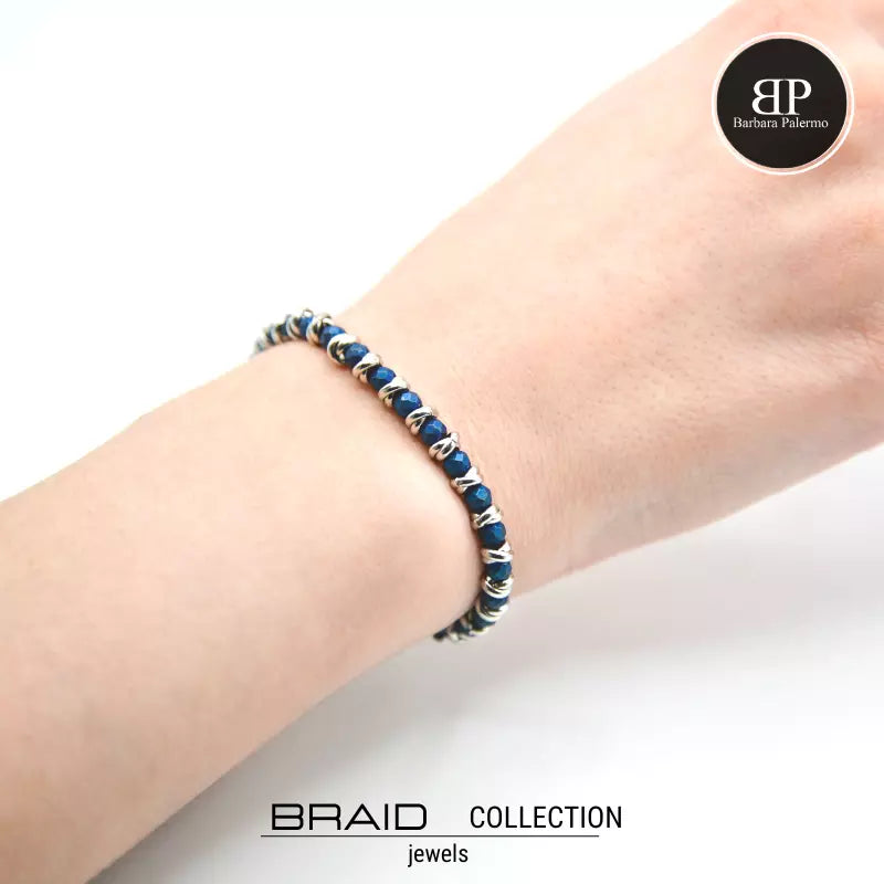 Bracciale nautico acciaio ed ematite Braid Blu Notte