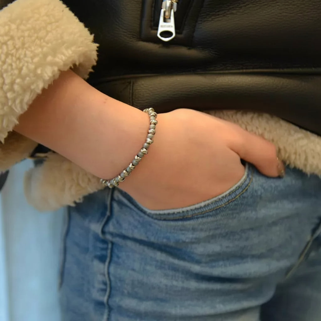 Bracciale nautico acciaio ed ematite Braid argento