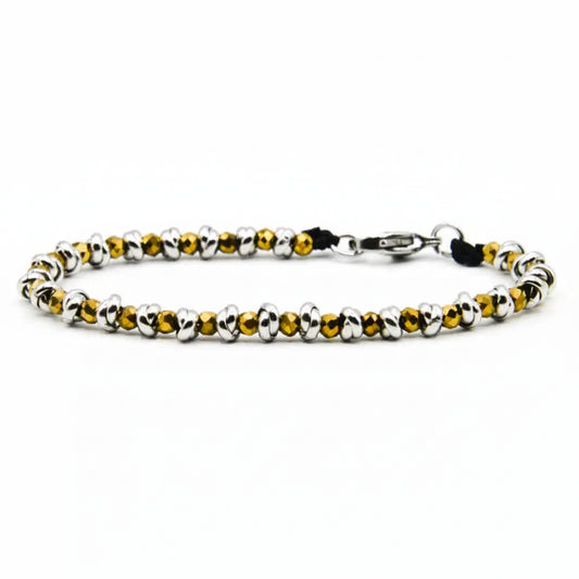 Bracciale nautico acciaio ed ematite Braid oro