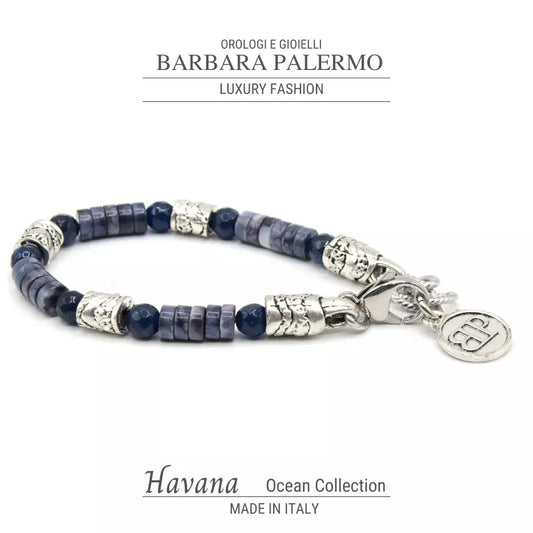 Dunkelblaues Jade- und Lila-Ozean-Havanna-Achat-Armband