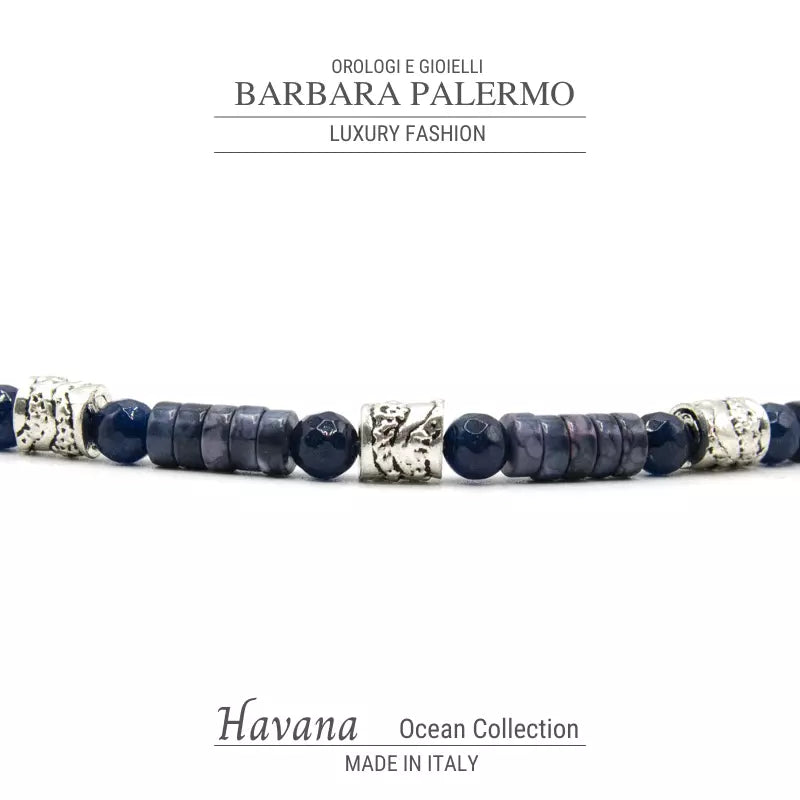 Dunkelblaues Jade- und Lila-Ozean-Havanna-Achat-Armband