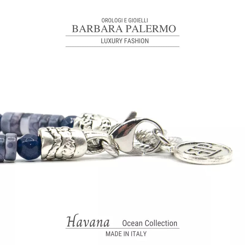 Dunkelblaues Jade- und Lila-Ozean-Havanna-Achat-Armband