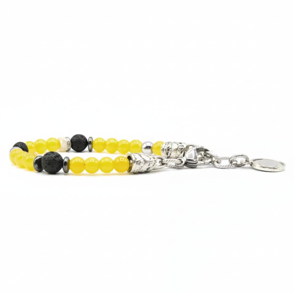 Sorrento-Gelb-Armband. Gelbe Glasjade, Lavastein, Aulit