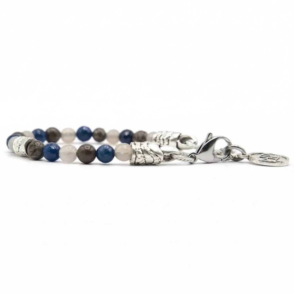 Bracciale Agata grigia Ossidiana Agata blu Ocean Lisbona