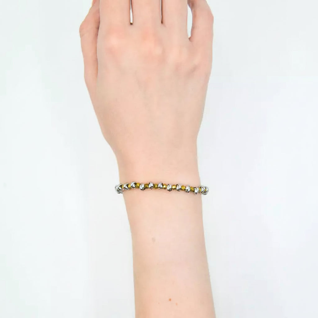 Nautisches Armband aus geflochtenem Hämatit aus Stahl und Gold
