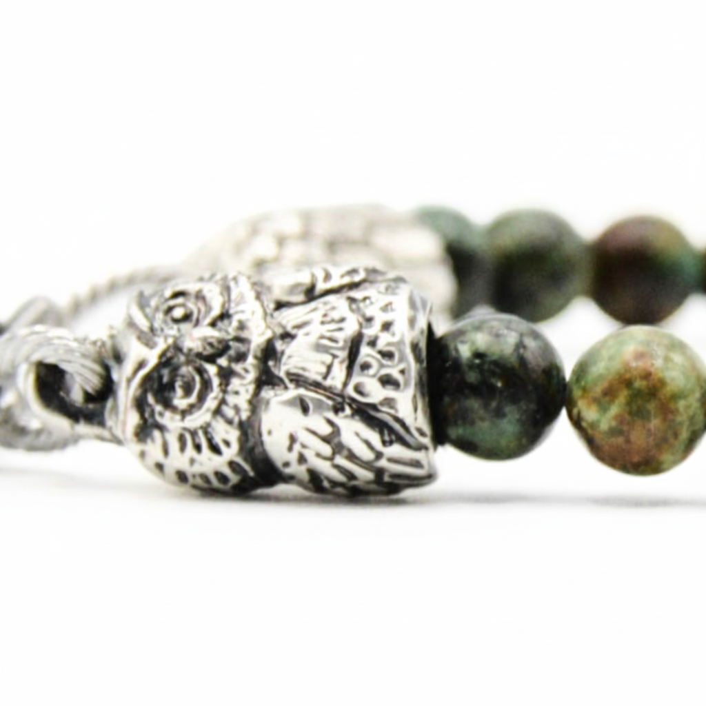 Bracciale Owls Talisman con gufo e turchese Africano