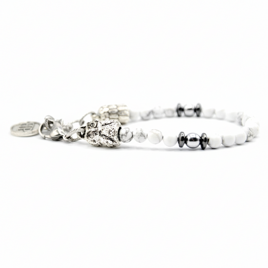 Serenity  Bracciale Owls  in Howlite e Ematite con Gufo