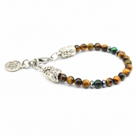 Guardian Owls Bracciale Occhio di Tigre con Gufo Argento