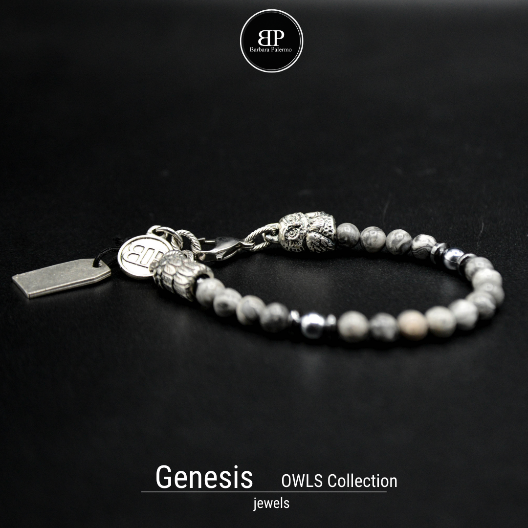 Genesis Bracciale Agata fossile con Gufo Owls