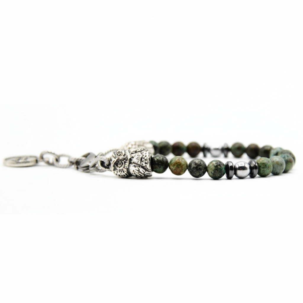 Bracciale Owls Talisman con gufo e turchese Africano