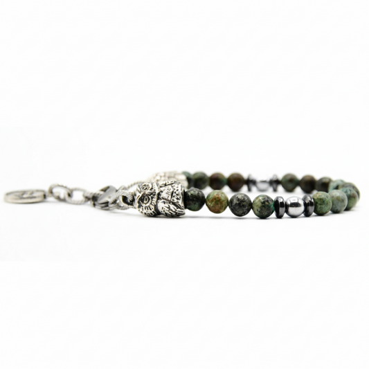 Bracciale Owls Talisman con gufo e turchese Africano