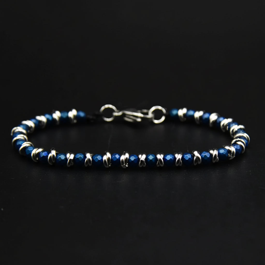 Bracciale nautico acciaio ed ematite Braid Blu Notte