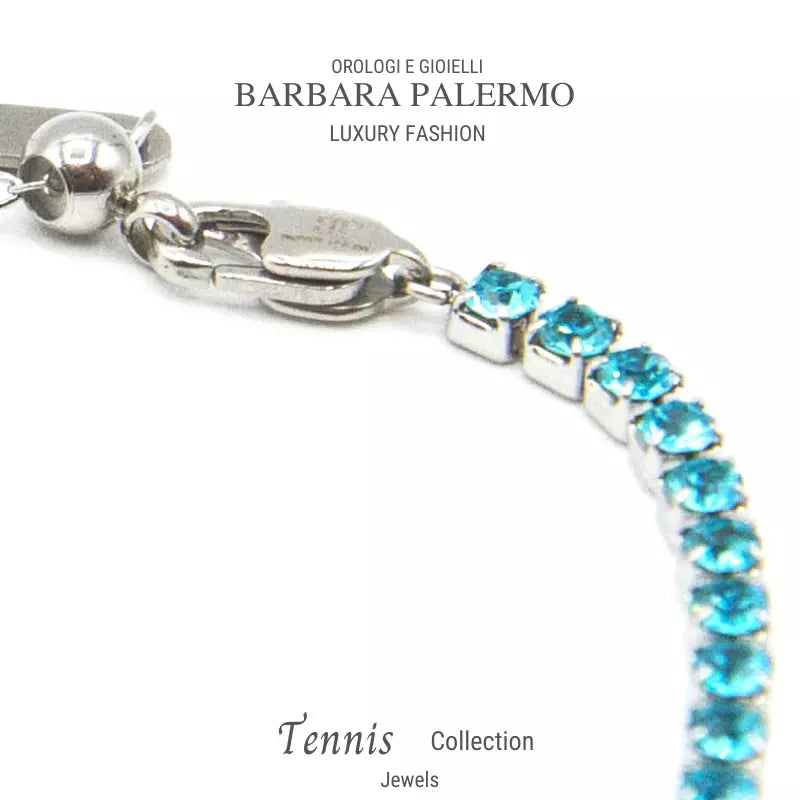 Collana turchese tennis con cristallo in acciaio 304 PVD