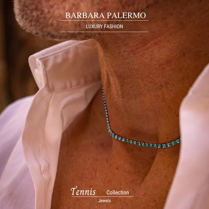 Collana turchese tennis con cristallo in acciaio 304 PVD