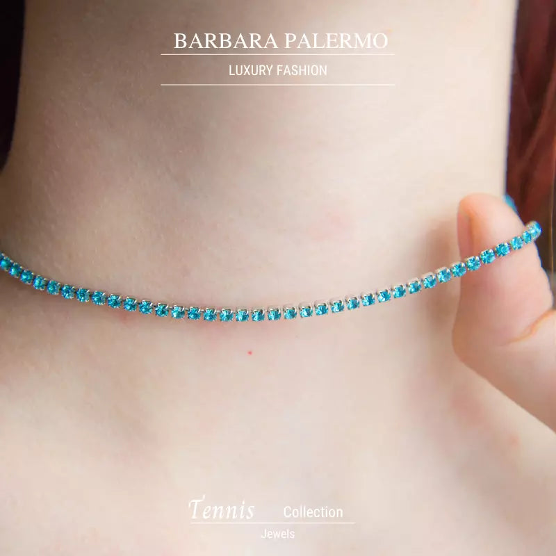 Collana turchese tennis con cristallo in acciaio 304 PVD