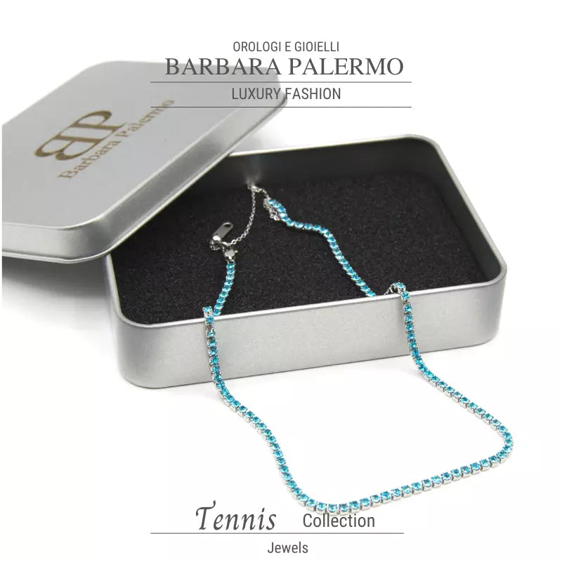 Collana turchese tennis con cristallo in acciaio 304 PVD