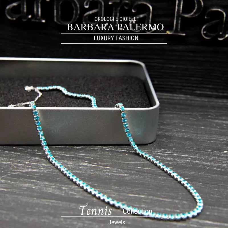 Collana turchese tennis con cristallo in acciaio 304 PVD
