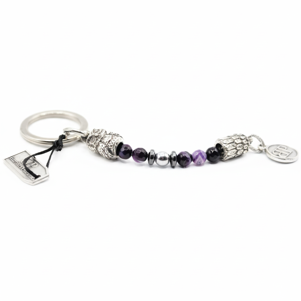 Ecstasy Owls porta chiave gufo e agata viola