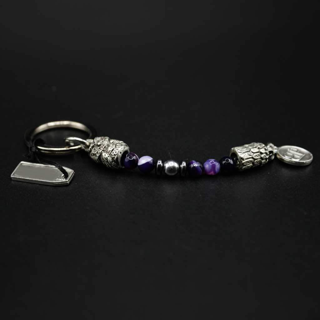 Ecstasy Owls porta chiave gufo e agata viola