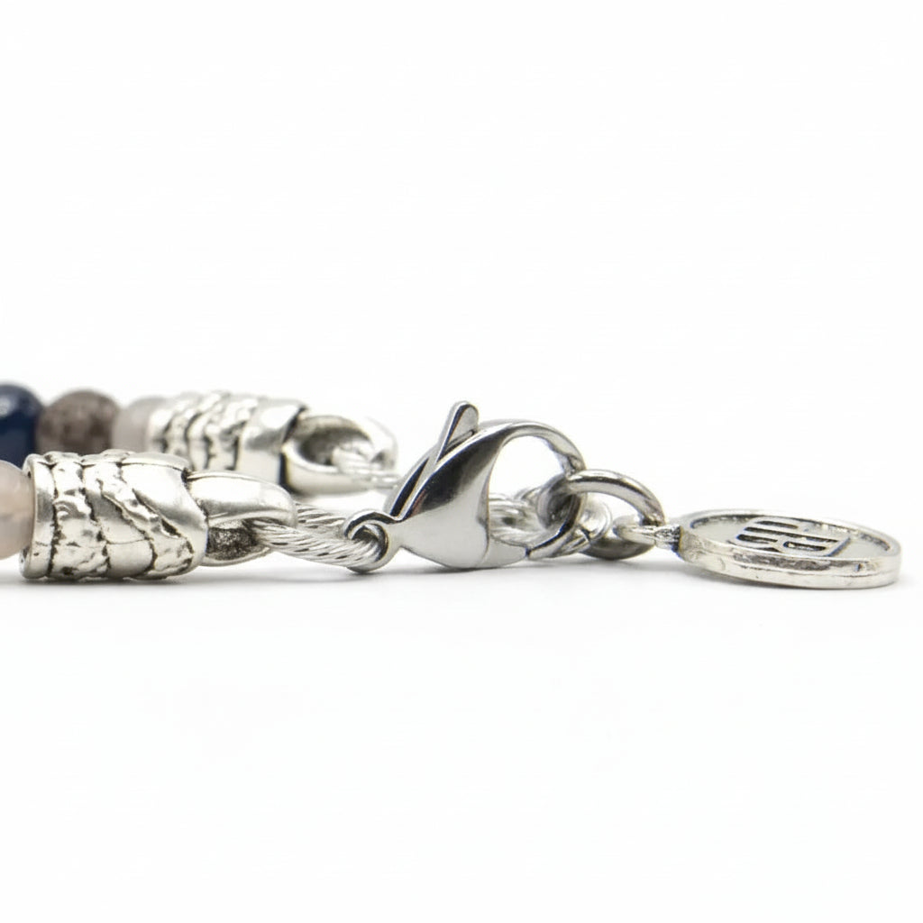 Bracciale Agata grigia Ossidiana Agata blu Ocean Lisbona