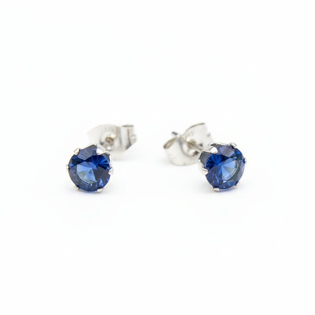 Orecchini Punto luce acciaio 316 L cristalli blu