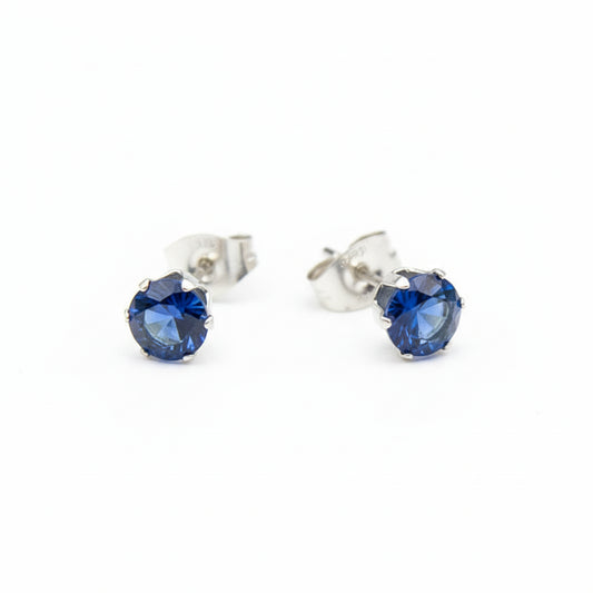 Orecchini Punto luce acciaio 316 L cristalli blu