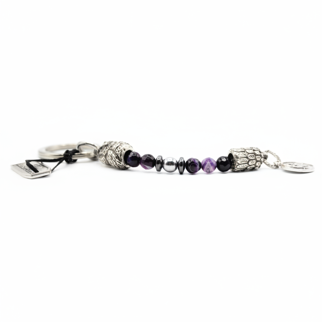 Ecstasy Owls porta chiave gufo e agata viola