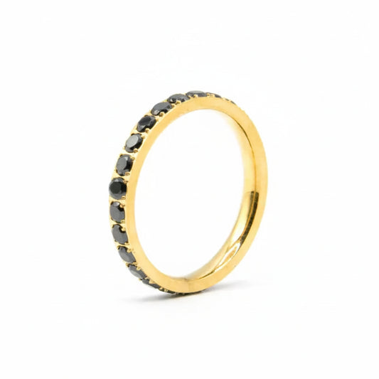Veretta acciaio 316 L placcata oro 18k con zirconi Neri